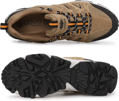 Vista 2 de UOVO Zapatos de senderismo impermeables para hombre, de gamuza de corte bajo, antideslizantes, duraderos, ligeros, transpirables, informales