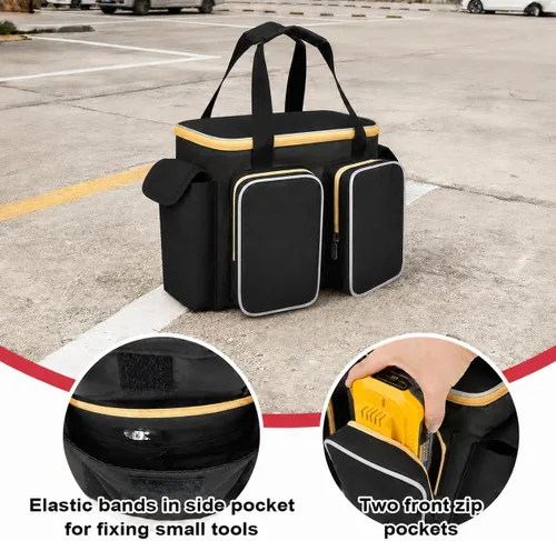 Vista 7 de Bolsa de transporte para inflador de neumáticos de 20 V MAX DCC020IB, almacenamiento de compresor de aire con cuatro bolsillos para kit de carga