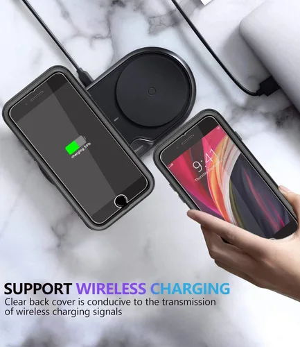 Vista 7 de Diverbox Funda diseñada para iPhone SE con protector de pantalla, resistente a los golpes, resistente a los golpes, para Apple iPhone se Phone Negro