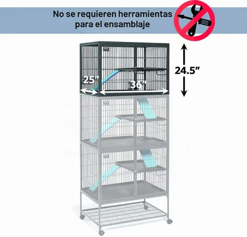 Vista 2 de Jaula para hurón MidWest Homes for Pets, modelo Deluxe Ferret Nation, Nación Hurón, Platino/Gris