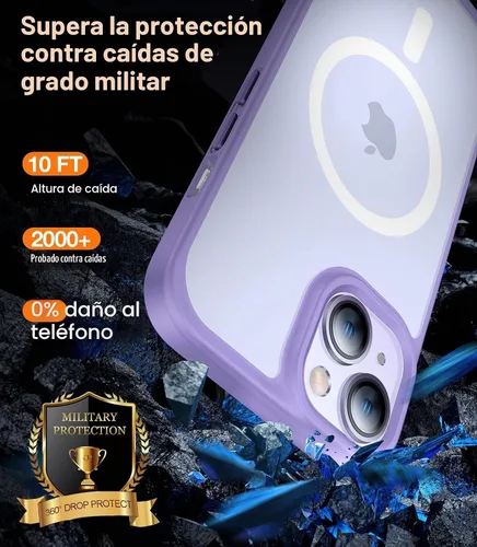 Vista 4 de TORRAS Funda para iPhone 14 y iPhone 13, diseñada para MagSafe, protección contra caídas de grado militar a prueba de golpes, funda magnética