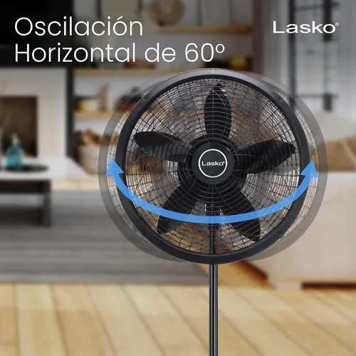 Vista 3 de Pedestal Ventilador, ajustable, Negro, 18-pulgadas Lasko Productos 1827 , Plástico, Negro, 18 pulgadas