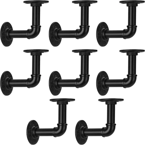 Vista 10 de Soporte de estante de tubo de 1/2 pulgada, soporte de estante flotante montado en la pared, soporte de metal colgante de pared punk de vapor