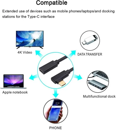 Vista 3 de QiCheng&LYS Cable de extensión USB C tipo C macho a hembra Thunderbolt 3 Cable de extensión USB 3.1 (10 Gbps) de carga/sincronización/video/audio 4K