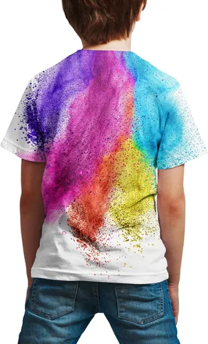 Vista 4 de Camiseta de manga corta con estampado 3D para niños y niñas de 6 a 16 años Bcm45-blanco