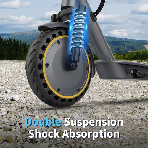 Vista 4 de WERHY H5PRO Scooter eléctrico con doble suspensión, motor sin escobillas de 350 W y 19 MPH, 15 millas de largo alcance, neumáticos sólidos de 8.5
