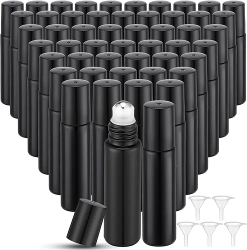 Vista 10 de 96 piezas de botellas de rodillo para aceites esenciales de 10 ml, botellas de vidrio vacías con bolas de acero inoxidable, a prueba de fugas