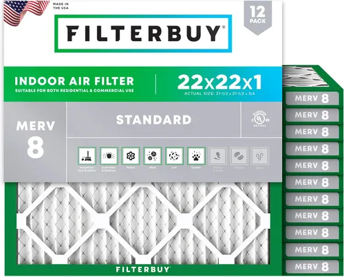 Vista 95 de Filterbuy Filtro de aire MERV 8 de 8 x 14 x 1 pulgadas para defensa contra el polvo y las alergias (paquete de 12), electrostático plisado HVAC