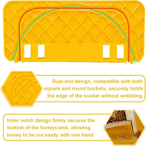 Vista 3 de HIMO Soporte para tanque de destapado de miel, herramienta raspadora de panal de apicultura, soporte de marco de panal amarillo, compatible
