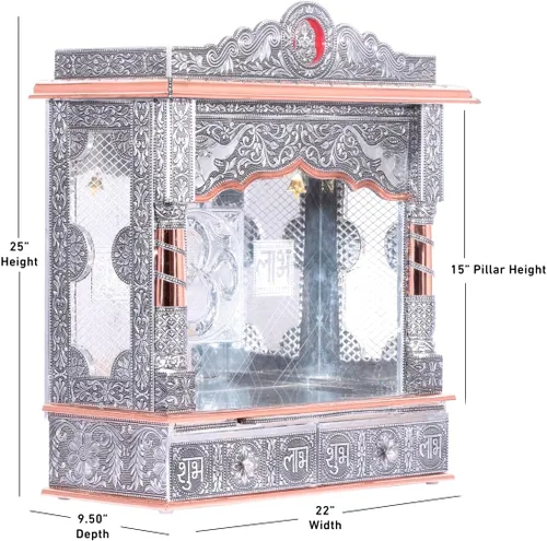 Vista 5 de Mandir de plata para el hogar - cobre oxidado - sin puerta (mediano)
