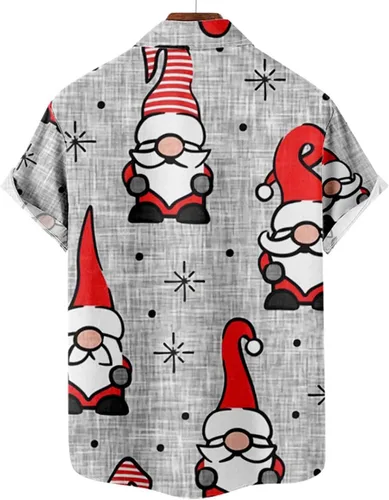 Vista 5 de Camisas hawaianas de Navidad para hombre, manga corta, camisetas de playa, feas de Navidad, Papá Noel, blusa de bolos con botones, blusa de fiesta