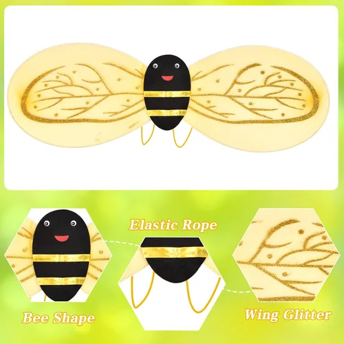 Vista 5 de Latocos Bumble Bee Costume Kids Girls with Tutu Dress Wings Bags Dress Up Pretend Play Birthday Halloween Gifts Ages 3-10