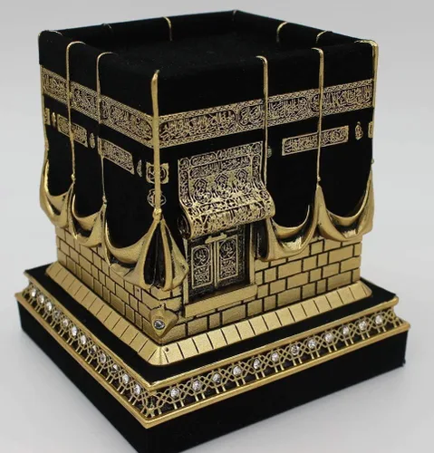 Vista 4 de Inicio Decoración de mesa Kaba Réplica Modelo Showpiece Bookend Eid Gift (grande, dorado)