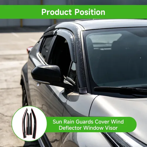 Vista 4 de munirater Viseras laterales de ventana deflectores, protector de lluvia de repuesto para Toyota C-HR CHR 2017-2020