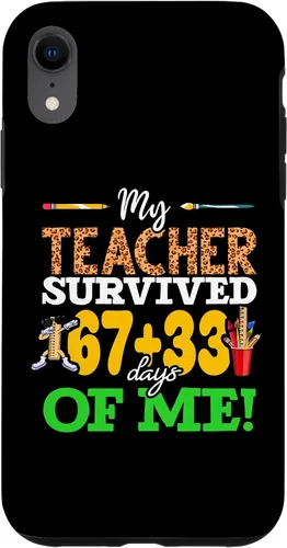 Vista 25 de My Teacher Survived 67+33 Days of Me Dab 100 Days of School Case for iPhone 17