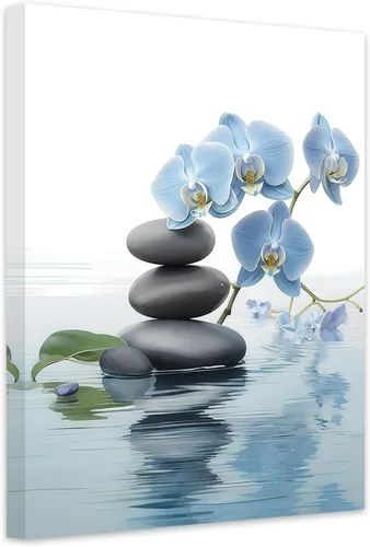 Vista 8 de CCWACPP Lienzo Zen para pared, piedra de spa y loto morado, impresiones de arte de meditación zen, yoga, sala espiritual, spa, decoración del hogar