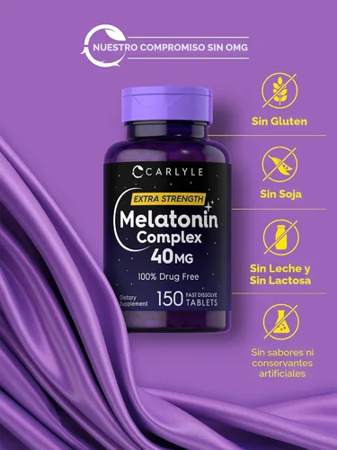 Vista 5 de Carlyle Melatonina 40mg Complex 150 tabletas de disolución rápida