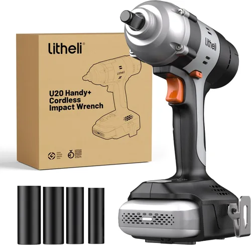 Vista 11 de LiTHELi Kit de llave de impacto inalámbrica de 20 V con batería de 2.0 Ah, pistola de impacto de anillo de cerdo de 1/2 pulgada, máximo 295