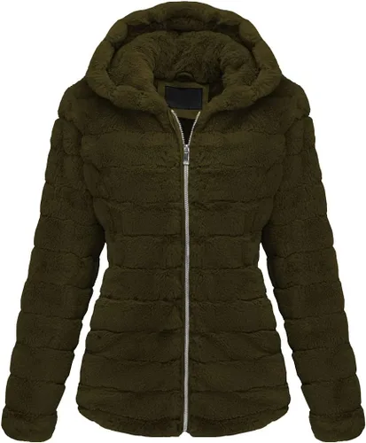 Vista 15 de Bellivera Abrigo de piel sintética para mujer con forro de oveja peluda, chaqueta de forro polar esponjosa y capucha con forro de sherpa Beige