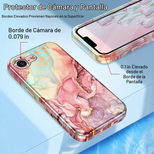 Vista 4 de Btscase Funda para iPhone 16e (2025), [probada en caídas de grado militar] Diseño de patrón de mármol delgado, resistente, a prueba de golpes