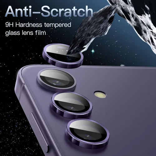 Vista 4 de JETech Protector de lente de cámara para Samsung Galaxy S24+ / S24 Plus, cubierta de anillo individual de metal de vidrio templado 9H, bandeja