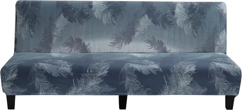 Vista 17 de LiveGo Fundas para futón sin brazos, funda elástica plegable para sofá cama con parte inferior elástica, funda de sofá ajustable estampada, Negro