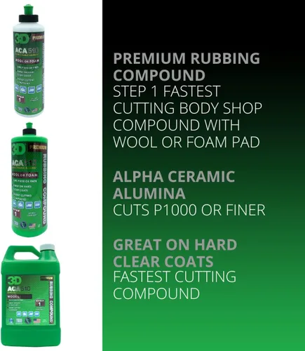 Vista 2 de 3D ACA 510 Compuesto para Pulir – Compuesto de Corrección de Pintura de Corte Rápido con Alúmina Cerámica Alfa Seguro para Talleres de Carrocería