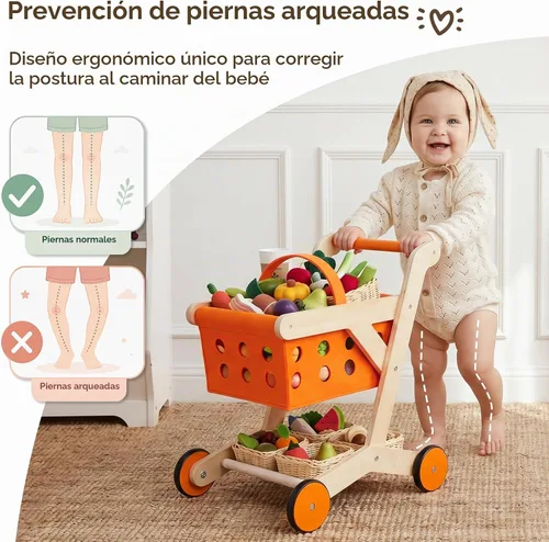 Vista 7 de Carro de compras de madera del andador del bebé para los niños pequeños