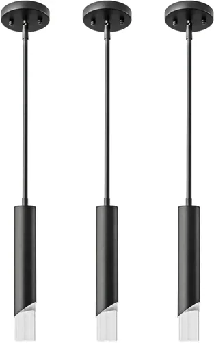 Vista 13 de Luces colgantes modernas en la cocina, mini lámpara colgante negra para dormitorio, mesita de noche, candelabro pequeño, lámpara colgante de techo