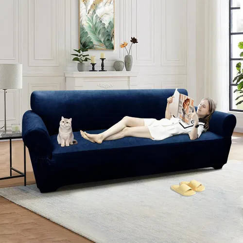 Vista 144 de Fundas para Sillón de 2 Piezas con Cojín en T, Fundas de Aspecto de Cuero para Sofá, Fundas para Sillas, Protector de Muebles Elástico, Funda