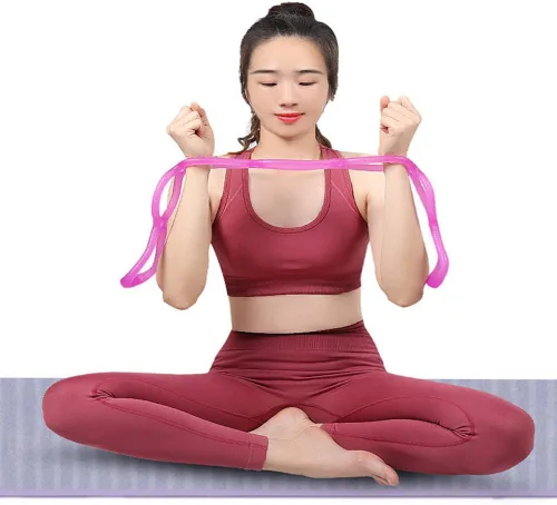 Vista 6 de Tirador de espalda masajeador cuerda jalea estirador cadena elástico fitness cinturón (rosa)