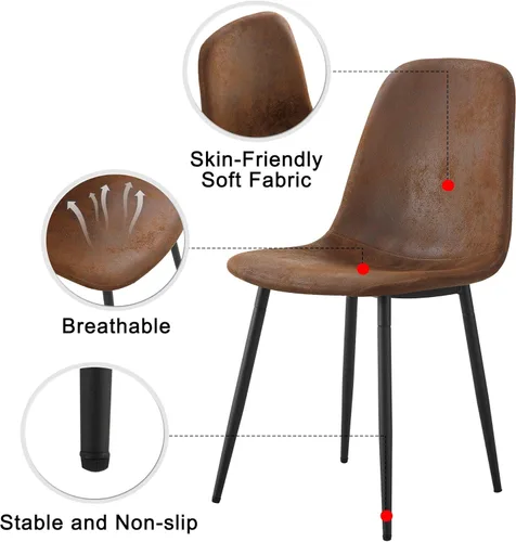 Vista 3 de gopop Juego de 4 sillas de comedor, modernas sillas de comedor de cocina, sillas laterales tapizadas para comedor en piel sintética, respaldos