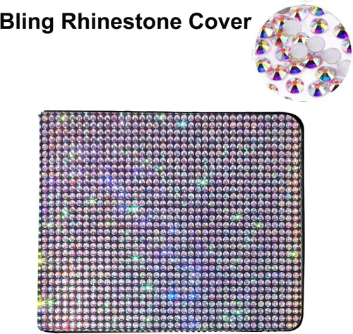 Vista 2 de Soporte para documentos de registro y seguro de automóvil con diamantes de imitación brillantes, diamantes artificiales con purpurina, elementos
