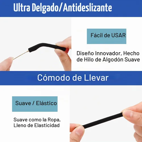 Vista 3 de Cojín de Oreja para Gafas de Tela de Algodón Tejido Suave Mejorado, Puntas de Patillas de Gafas Elásticas Antideslizantes Cómodas Retenedor