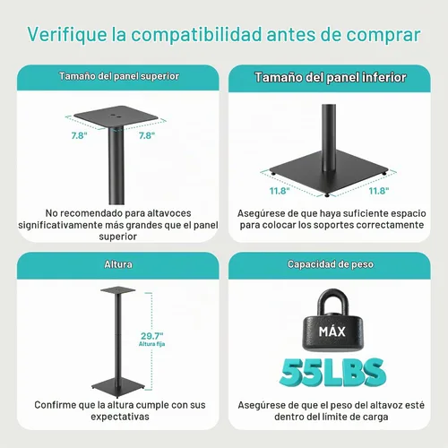 Vista 7 de Par de soportes para altavoces, altura fija de 30 pulgadas, capacidad de peso de 55 libras, base de 11.8 pulgadas, gestión de cables, soporte