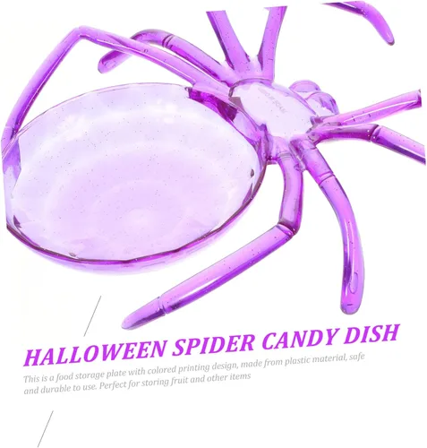 Vista 5 de Alipis Plato de araña, bandeja de servir en forma de araña de Halloween, plato de frutas de plástico, bandeja decorativa de postre para decoración