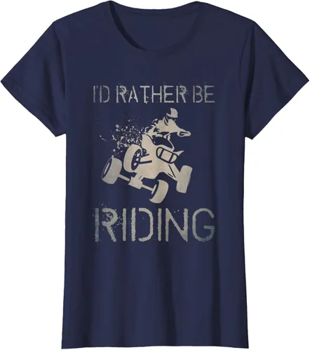 Vista 40 de Camiseta gráfica I'd Rather Be Riding ATV Quad Racing Rider de 4 ruedas, Negro