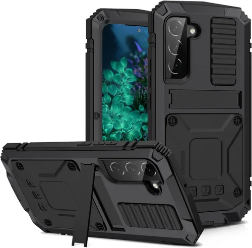 Vista 14 de Funda de metal para Samsung S23 de aluminio de grado militar, funda resistente con soporte de metal protector de pantalla a prueba de caídas, a