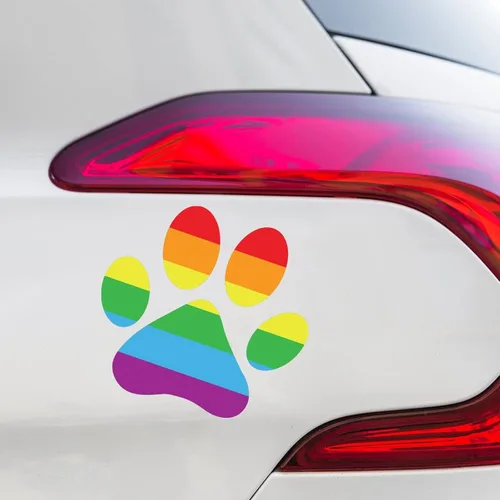 Vista 2 de Calcomanías para ventana de coche, diseño de pata de arco iris, orgullo LGBT, para ventana del orgullo gay, calcomanías de arco iris para automóvil