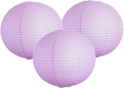Vista 17 de Paquete de 3 linternas redondas de papel para decoración de boda y fiesta de cumpleaños (azul bebé, 4 pulgadas/3.9 in)
