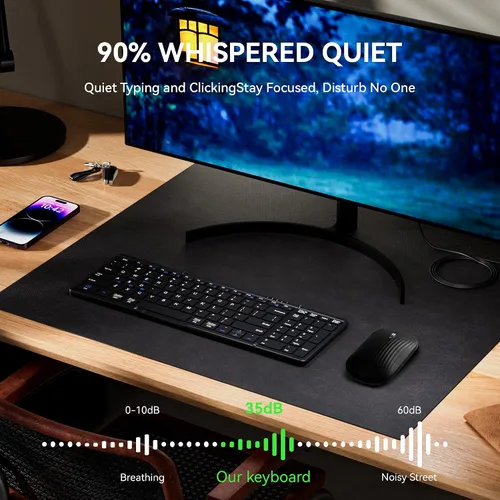 Vista 7 de Teclado y mouse plegables, combo de teclado Bluetooth inalámbrico plegable recargable USB-C, teclado y mouse de viaje portátil de tamaño completo
