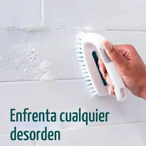 Vista 6 de Scotch-Brite Cepillo multiusos: cerdas duraderas para suelos de azulejos, paredes, puertas de ducha, bañeras y accesorios de baño, mango ergonómico