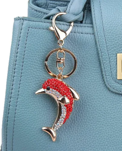 Vista 2 de Lindo llavero de cristal con diseño de animales del océano, accesorio para bolsa de automóvil, colgante para bolso, adornos decorativos
