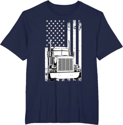 Vista 39 de Camión conductor bandera americana camionero vintage hombres mujeres regalo camiseta