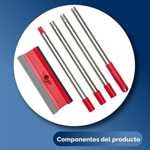 Vista 7 de DSV Standard Escobilla de ventana, limpiador de ventanas 2 en 1 con postes de extensión de 55 pulgadas, kit de lavado de ventanas, limpiador