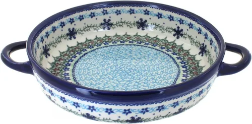 Vista 7 de Blue Rose Polish Pottery - Horno redondo pequeño Ashley naranja con asas, 9 pulgadas de diámetro, único, apto para lavavajillas y duradero