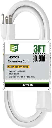 Vista 19 de EP 50 Ft Heavy Duty Outdoor Extension Cord, 12/3 SJTW Black 3-Prong Negro