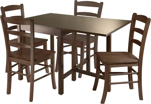 Vista 7 de Winsome Lynden Mesa de comedor extensible con 2 sillas con respaldo de escalera, 48 pulgadas de ancho, 30 pulgadas de alto, nogal