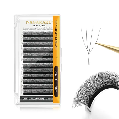 Vista 74 de NAGARAKU Extensiones de pestañas prefabricadas en abanico 3D W 0.05 C 0.315 0.05-C 3D W