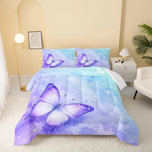 Vista 35 de QOOMO Edredón floral de gato tamaño Twin, juego de ropa de cama de gato rosa para niños, adolescentes y niñas, juego de ropa de cama de 3 piezas